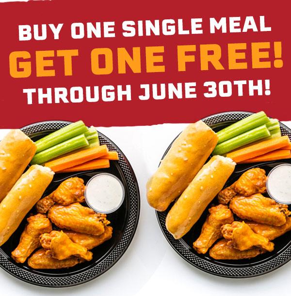 Buy One Single Meal, Get One Free! Through June 30th!